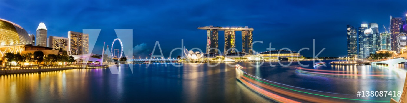 Bild på Singapur Marina und Skyline am Abend